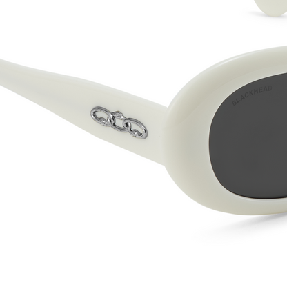 Vintage Style Oval Sunglasses (White)