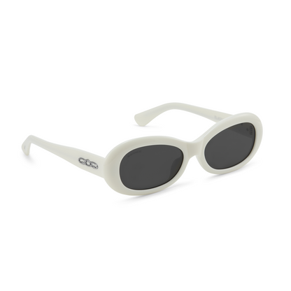 Vintage Style Oval Sunglasses (White)