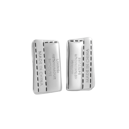 Composition Label Metal Stud Earrings