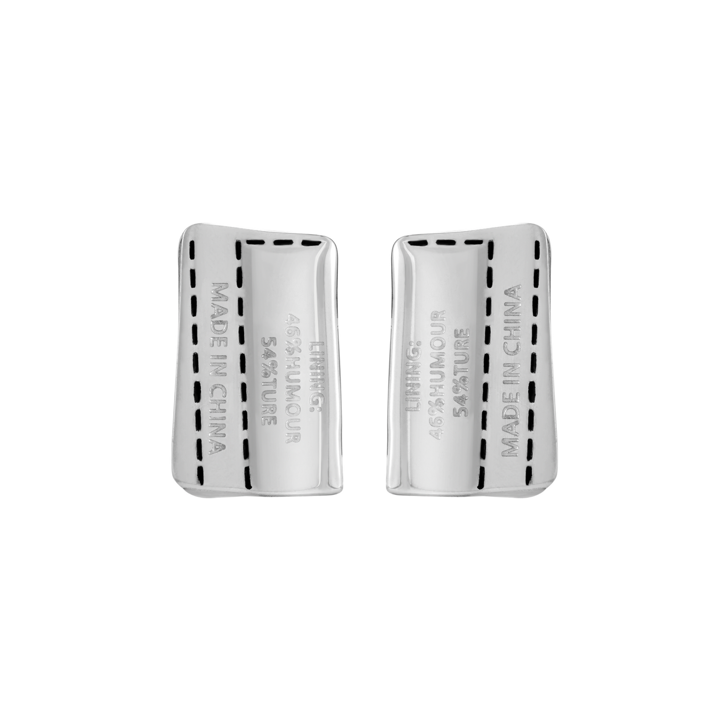 Composition Label Metal Stud Earrings