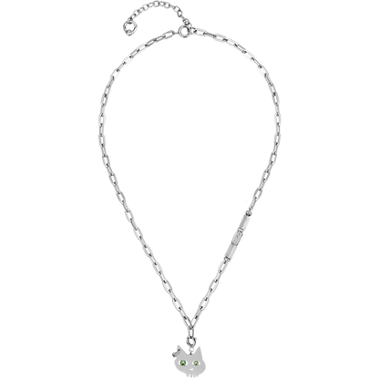 BLACK GLOVES SKULL CAT DETACHABLE PENDANT NECKLACE