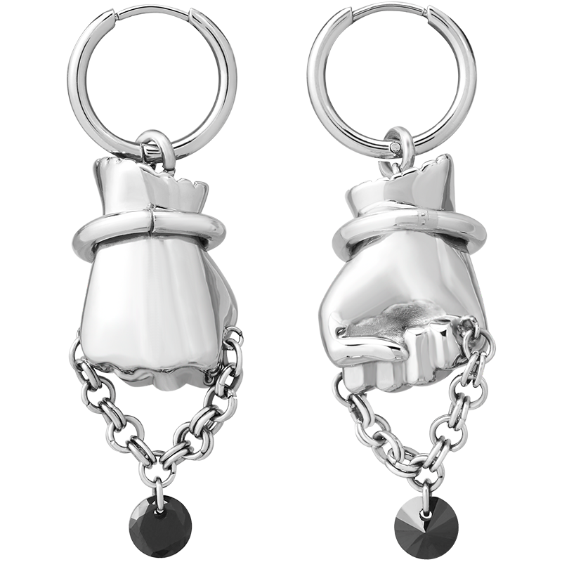 BLACK GLOVES MAGIC FIST DROP EARRINGS