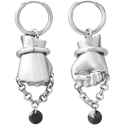 BLACK GLOVES MAGIC FIST DROP EARRINGS