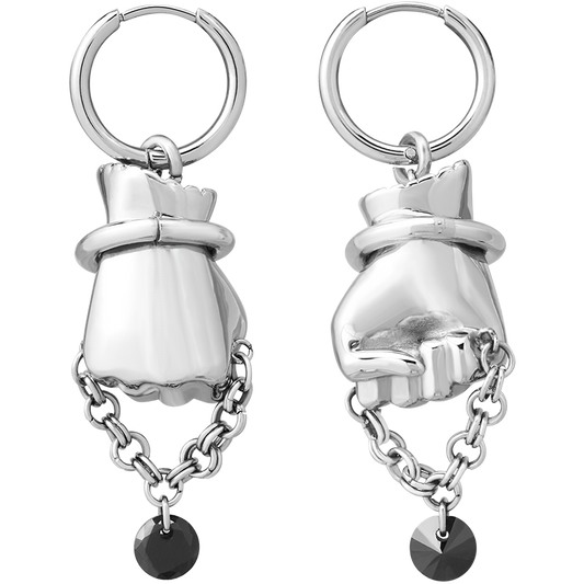 黑色手套魔术拳头吊坠耳环