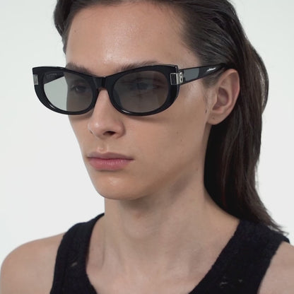Cat-Eye B Square Sunglasses (Black)