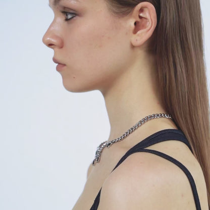 Punk Moth Double-layer Zircon Necklace