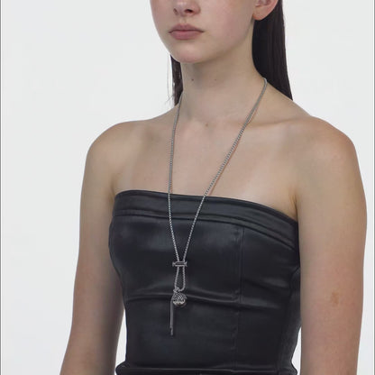 Planet Calling Jingle Bell Amethyst Sweater Chain Necklace