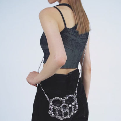 Heart Steel Ball Beaded Mini Bag