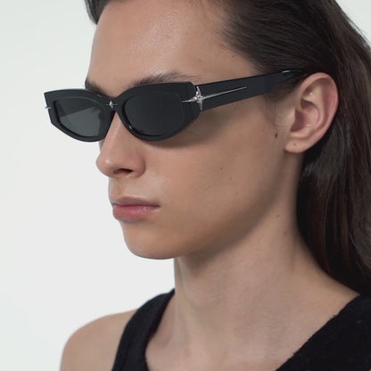 Cat-Eye Starburst Sunglasses (Black)