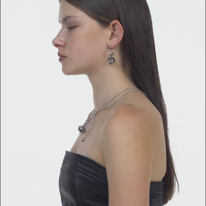 Planet Calling Jingle Bell Amethyst Drop Earrings