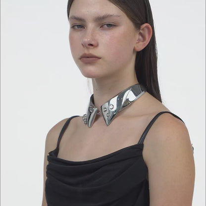 Devil Bow Tie Piercing Metal Choker