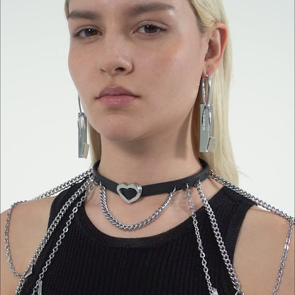 Heart and Sun Buckle Leather Metal Spliced Body Chain