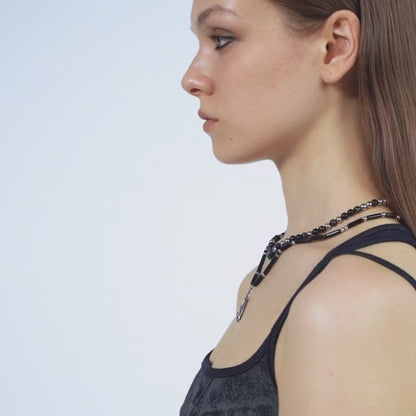 Punk Moth Double-layer Beaded Necklace