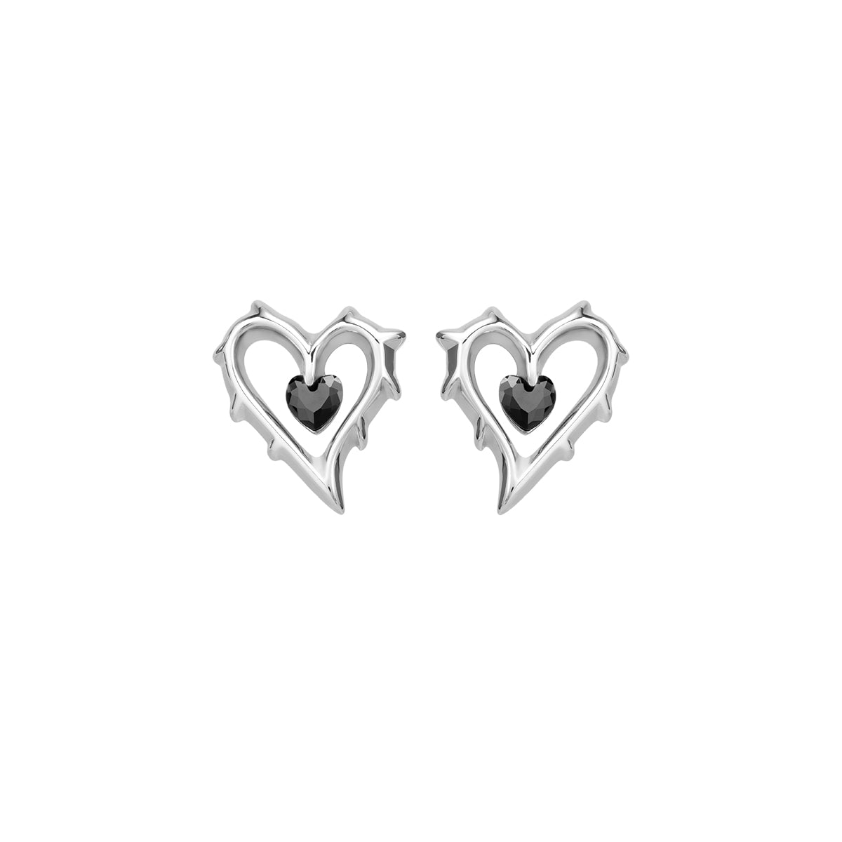 Lover Series Black Zirconia Heart Earrings