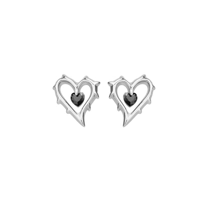 Lover Series Black Zirconia Heart Earrings