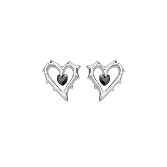 Lover Series Black Zirconia Heart Earrings