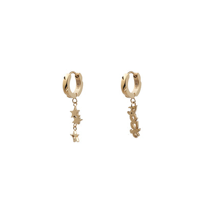 Latrinalia Rock Star Drop Charm Hoop Earrings
