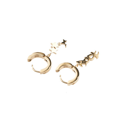 Latrinalia Rock Star Drop Charm Hoop Earrings