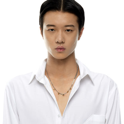 Teddy Girl Pearl Duo Color Letter Necklace