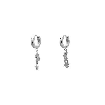 Latrinalia Rock Star Drop Charm Hoop Earrings