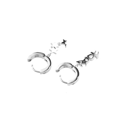 Latrinalia Rock Star Drop Charm Hoop Earrings