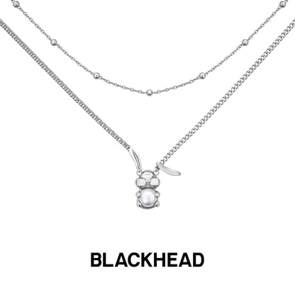 Pearl Rabbit Pendant Double Layer Sweater Chain