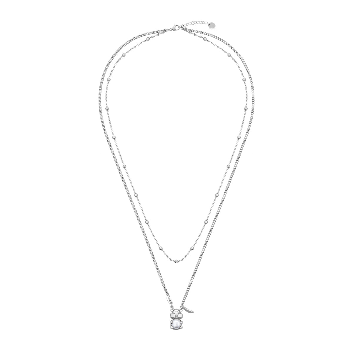 Pearl Rabbit Pendant Double Layer Sweater Chain