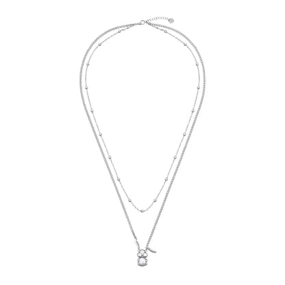 Pearl Rabbit Pendant Double Layer Sweater Chain