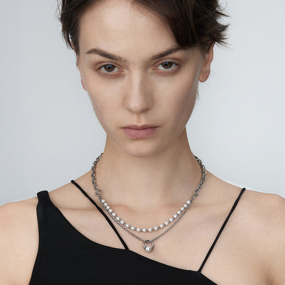 Pearl Piercing Ring Pendant Detachable Necklace/Bracelet