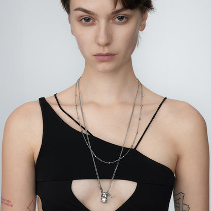 Pearl Rabbit Pendant Double Layer Sweater Chain