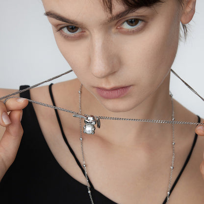 Pearl Rabbit Pendant Double Layer Sweater Chain