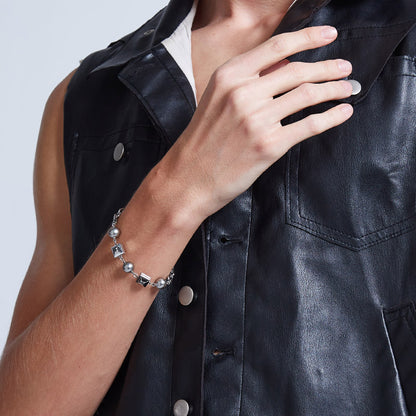 Rebellion Revolution Rivet Beaded Chain Bracelet