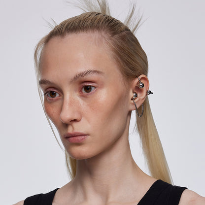 Y2B SERIES Silver Steel Ball Piercing-Free Earhook (left ear)