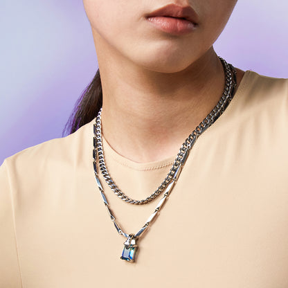 Neon Jungle Tourmaline Charm Double Chain Necklace