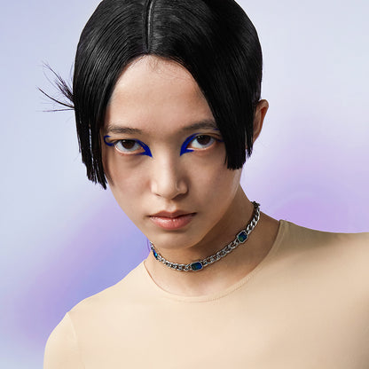 Neon Jungle Tourmaline Gemstone Curb Chain Necklace