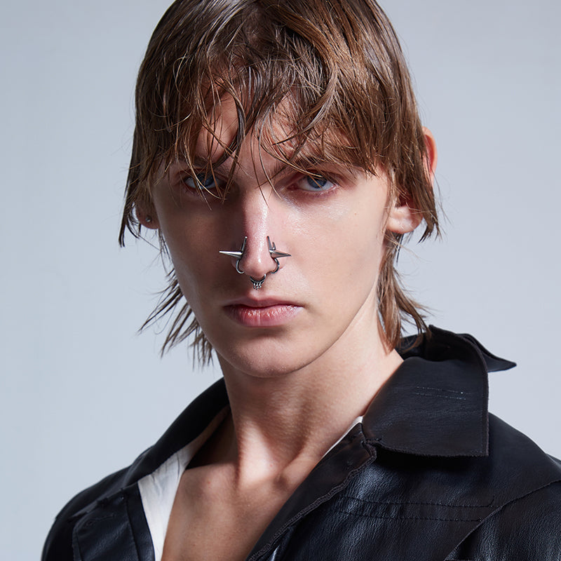 Rebellion Revolution Punk Rivet Nose Ring Cuff