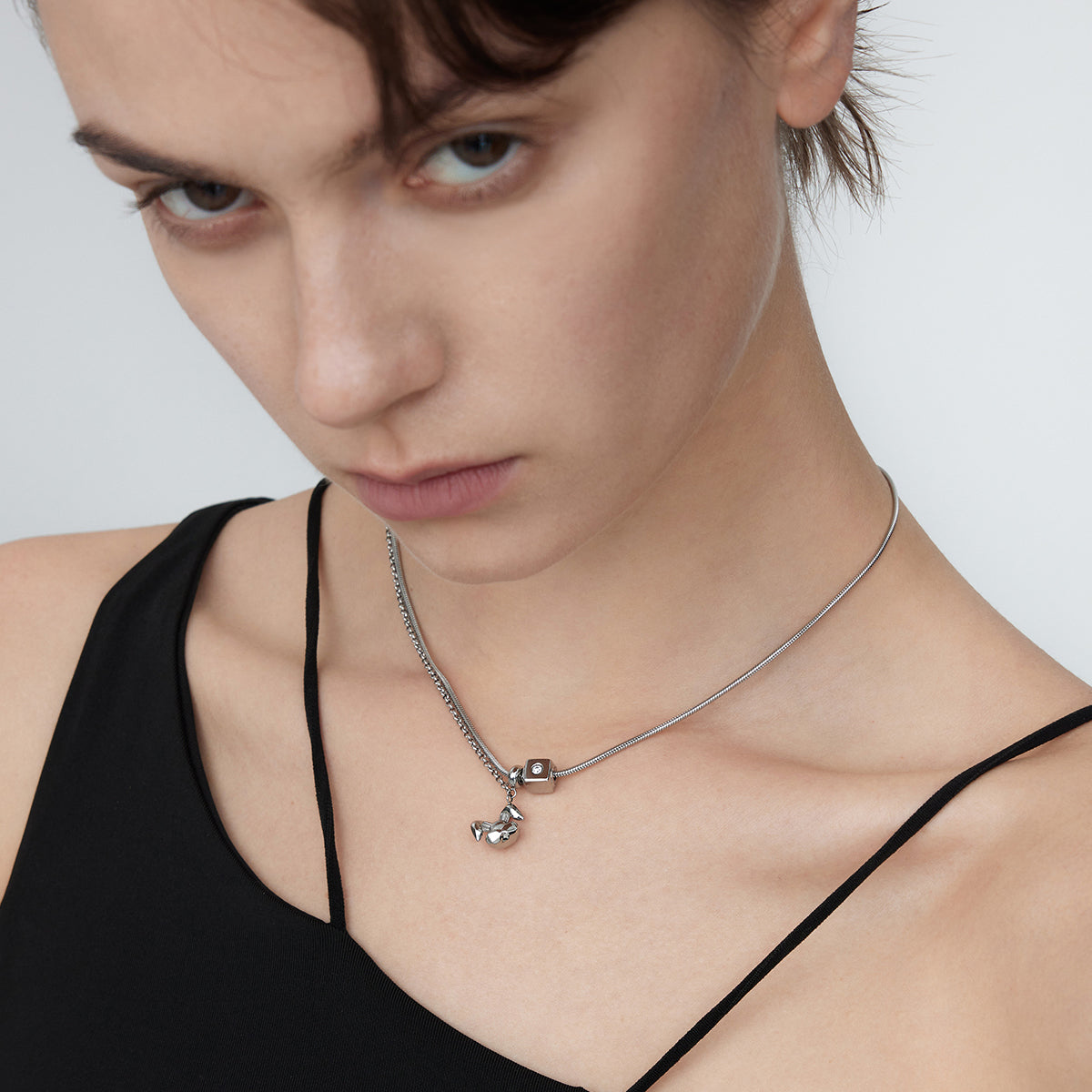 Rabbit Pendant Pull Adjustment Necklace