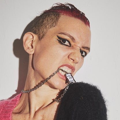 Latrinalia Woven Label "Call Me 666" Pendant Necklace