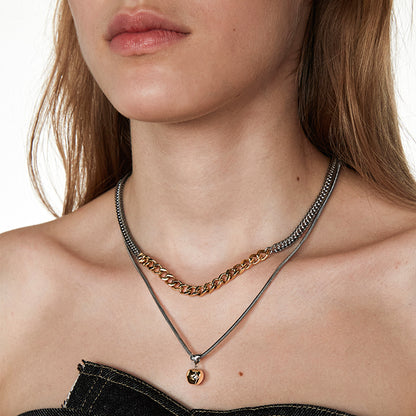 EDEN Three-dimensional Star Apple Pendant Double Layer Necklace