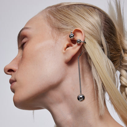 Y2B SERIES Silver Steel Ball Piercing-Free Earhook (left ear)