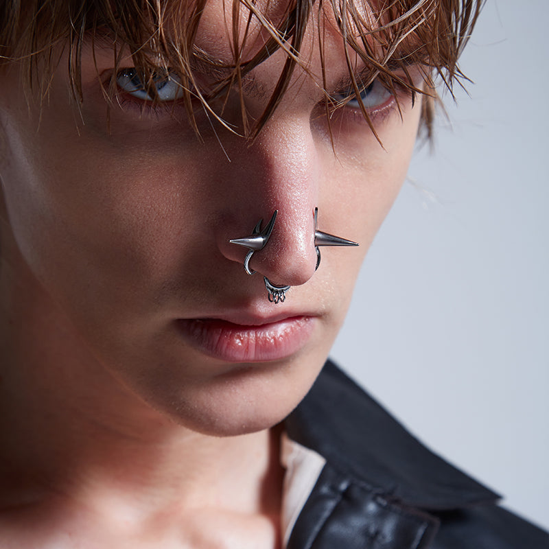 Rebellion Revolution Punk Rivet Nose Ring Cuff