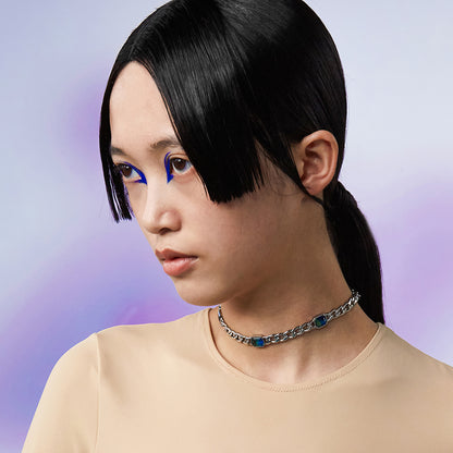 Neon Jungle Tourmaline Gemstone Curb Chain Necklace