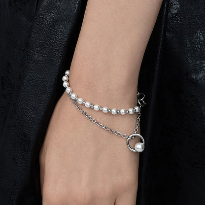 Pearl Piercing Ring Pendant Detachable Necklace/Bracelet