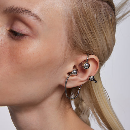 Y2B SERIES Silver Steel Ball Piercing-Free Earhook (left ear)