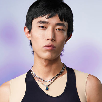 Neon Jungle Tourmaline Charm Double Chain Necklace