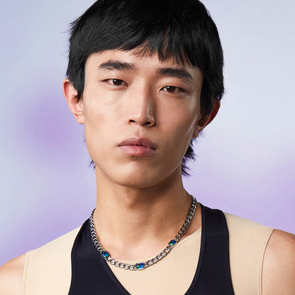 Neon Jungle Tourmaline Gemstone Curb Chain Necklace