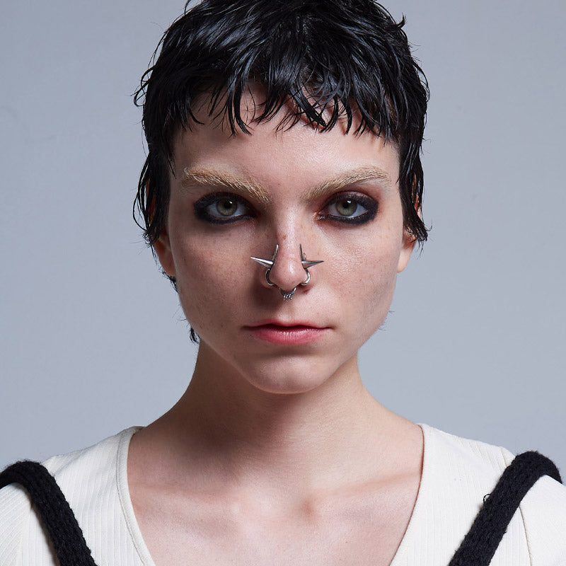 Rebellion Revolution Punk Rivet Nose Ring Cuff