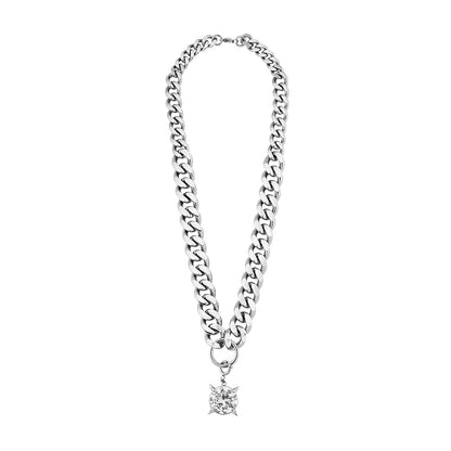 POSE Silver Crystal Chain Necklace