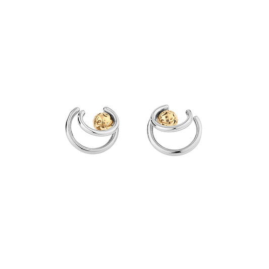 Georgium Sidus Bicolor Planet Path Shape Stud Earrings