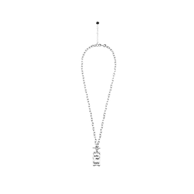 Latrinalia Woven Label "Call Me 666" Pendant Necklace